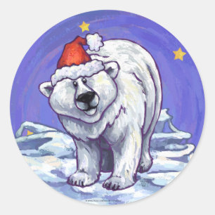 Polar Bear Christmas Runder Aufkleber