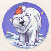 Polar Bear Christmas Runder Pappuntersetzer (Vorderseite)