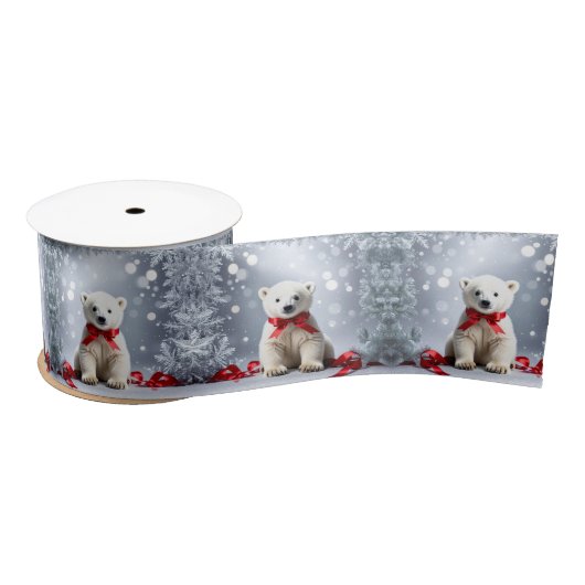 Polar Bear Christmas Satin Ribbon Satinband (Spule)