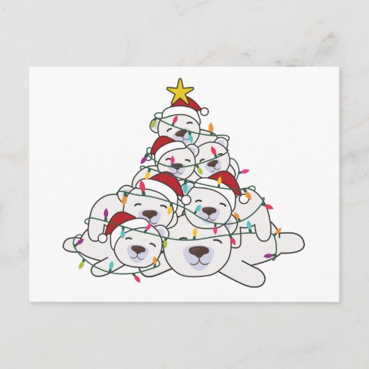 Polar Bear Christmas Tree Funny Animal Christmas P Postkarte (Vorderseite)