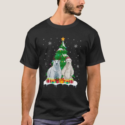 Polar Bear Christmas Tree Lights Santa Reindeer Xm T-Shirt (Vorderseite)
