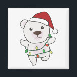 Polar Bear Christmas Winter Animals Polar Bears Ma Magnet<br><div class="desc">Der Eisbär zu Weihnachten mit Feenlicht. Hübsche Tiere mit Geschenken und Schnee für den Urlaub. Ein süßes Weihnachtsgrüßen. Eisbären sind niedliche Tiere und perfekt zu Weihnachten.</div>