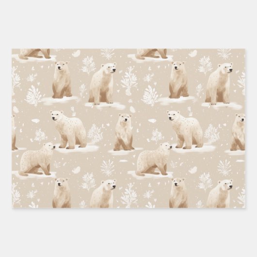 Polar Bear Christmas Winter Geschenkpapier Set (Vorderseite 3)