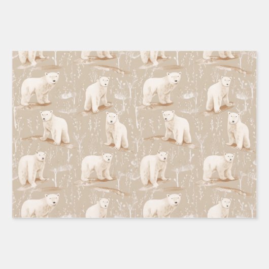 Polar Bear Christmas Winter Geschenkpapier Set (Vorderseite)