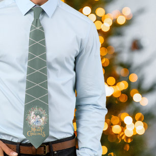 Polar Bear Christmas Wreath Neck Tie Krawatte