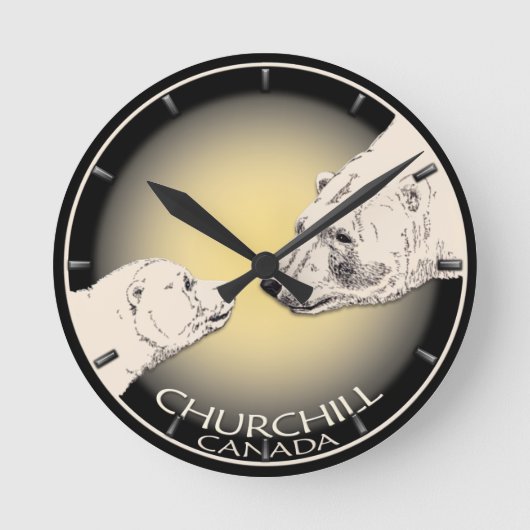 Polar Bear Clock Churchill Kanada Bear Wall Clock Runde Wanduhr (Vorderseite)