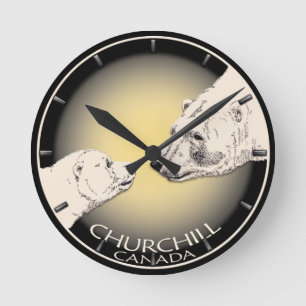 Polar Bear Clock Churchill Kanada Bear Wall Clock Runde Wanduhr