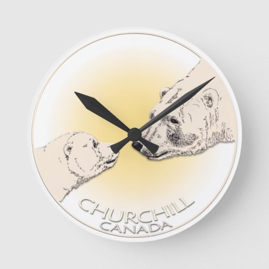 Polar Bear Clock Churchill Kanada Bear Wall Clock Runde Wanduhr (Vorderseite)