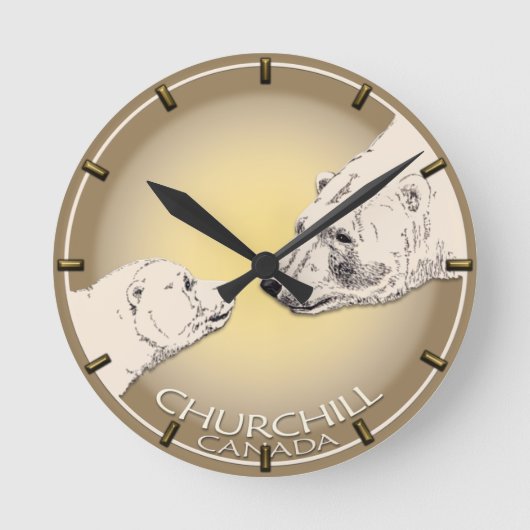 Polar Bear Clock Churchill Runde Wanduhr (Vorderseite)