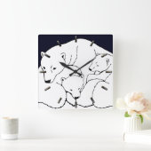Polar Bear Clock Coole Cubs Bärenhalle Quadratische Wanduhr (Zuhause)