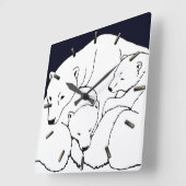 Polar Bear Clock Coole Cubs Bärenhalle Quadratische Wanduhr (Winkel)