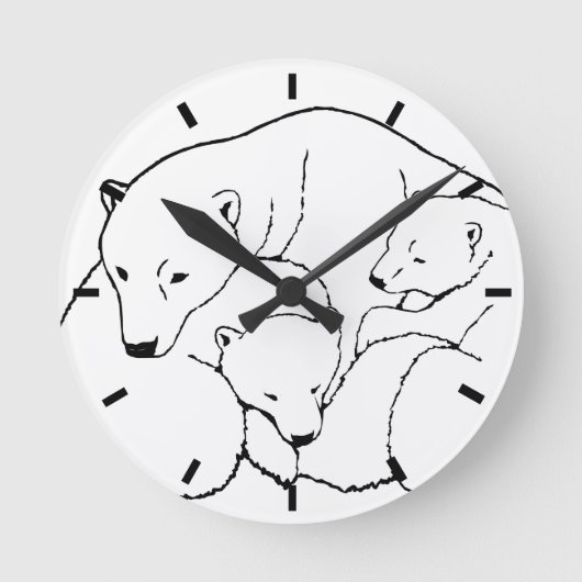 Polar Bear Clock Coole Cubs Bärenhalle Runde Wanduhr (Vorderseite)
