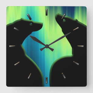 Polar Bear Clock Cooler, einheimischer Bär Kunstma Quadratische Wanduhr