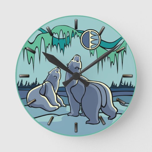 Polar Bear Clock Cooler, einheimischer Bär Kunstma Runde Wanduhr (Vorderseite)