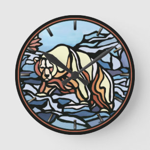 Polar Bear Clock Cooler Tribal Bären Kunstmauer Runde Wanduhr