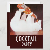 POLAR BEAR COCKTAIL PARTY, weiß braun rot Einladung (Vorne/Hinten)