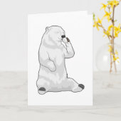 Polar bear Coffee Cup Karte (Gelbe Blume)