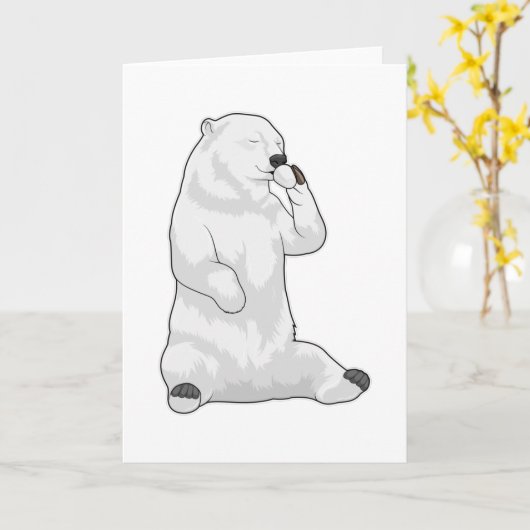 Polar bear Coffee Cup Karte (Gelbe Blume)