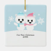 Polar Bear Couple Ornaments Keramikornament (Rückseite)