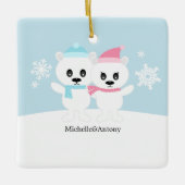 Polar Bear Couple Ornaments Keramikornament (Vorderseite)