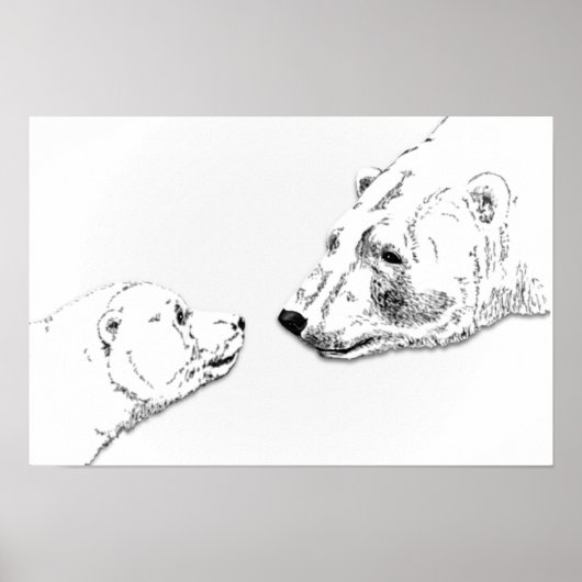 Polar Bear & Cub Art Print Wildlife Poster (Vorne)