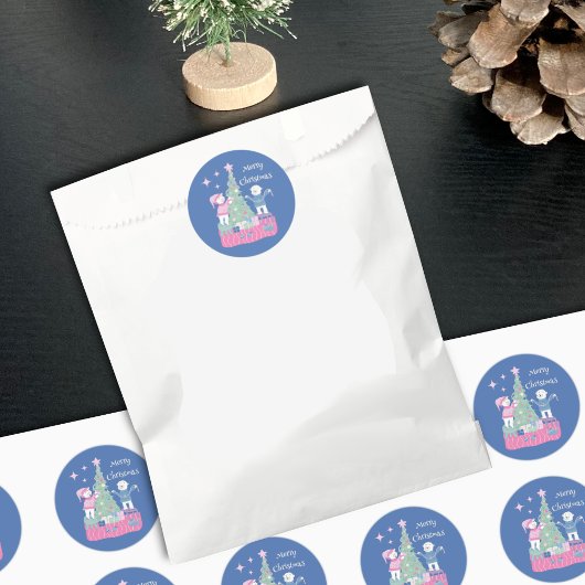 Polar Bear Cub Decoration Tree Blue Sticker