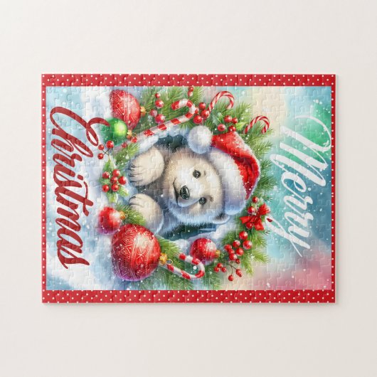 Polar Bear Cub Frohe Weihnachtskid Puzzle (Horizontal)