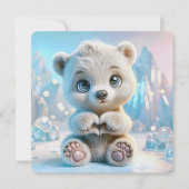 Polar Bear Cub Heart Paws Einladung (Vorderseite)