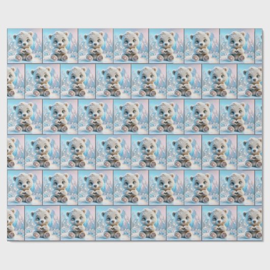 Polar Bear Cub Herz Geschenkpapier (Flach)
