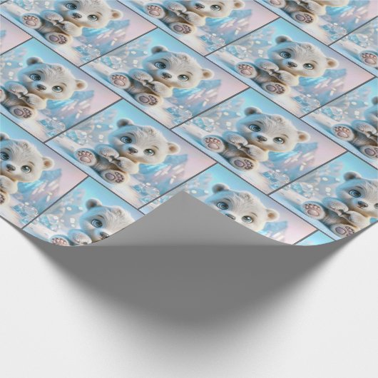 Polar Bear Cub Herz Geschenkpapier (Ecke)