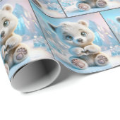 Polar Bear Cub Herz Geschenkpapier (Rolleneckpunkt)