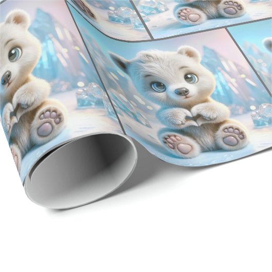 Polar Bear Cub Herz Geschenkpapier (Rolleneckpunkt)