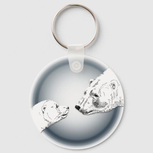 Polar Bear & Cub Key Chain Bear Art Schlüsselanhän Schlüsselanhänger (Vorderseite)
