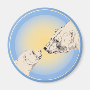 Polar Bear & Cub Kühlschrank Magent Wildlife Magnet
