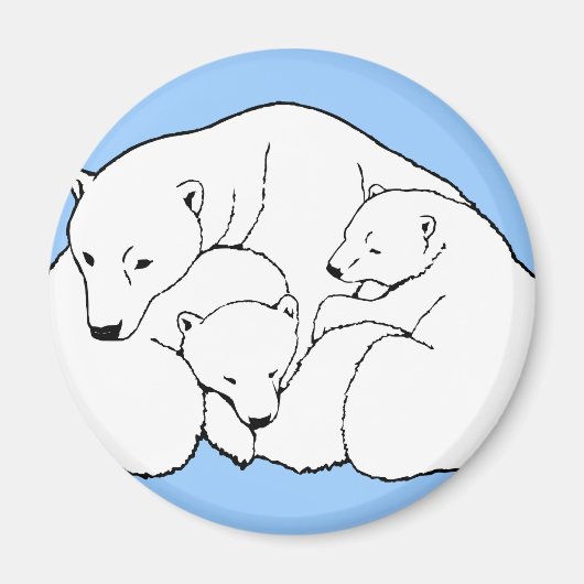 Polar Bear & Cub Kühlschrank Magent Wildlife Magnet (Vorne)