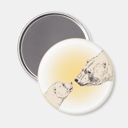 Polar Bear & Cub Kühlschrank Magent Wildlife Magnet (Vorderseite/Rückseite)