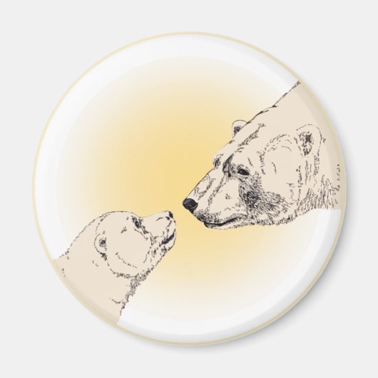 Polar Bear & Cub Kühlschrank Magent Wildlife Magnet (Vorne)