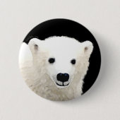 Polar Bear Cub Painting - Original Wildlife Art Button (Vorderseite)