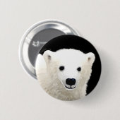Polar Bear Cub Painting - Original Wildlife Art Button (Vorne & Hinten)