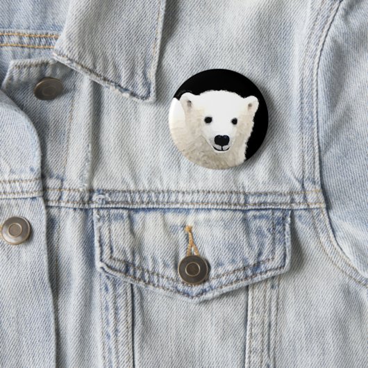 Polar Bear Cub Painting - Original Wildlife Art Button (Beispiel)