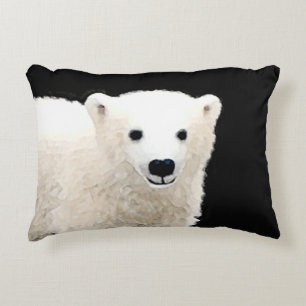 Polar Bear Cub Painting - Original Wildlife Art Dekokissen