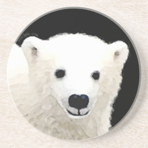 Polar Bear Cub Painting - Original Wildlife Art Getränkeuntersetzer