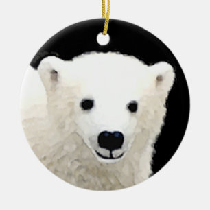 Polar Bear Cub Painting - Original Wildlife Art Keramik Ornament