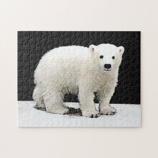 Polar Bear Cub Painting - Original Wildlife Art Puzzle (Horizontal)