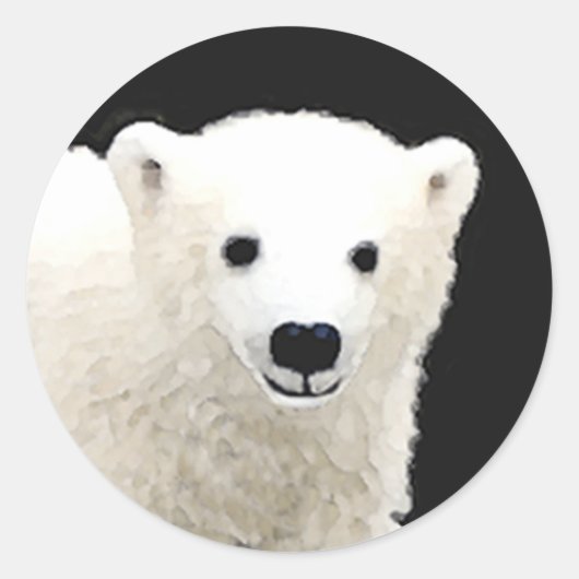 Polar Bear Cub Painting - Original Wildlife Art Runder Aufkleber (Vorderseite)