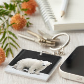 Polar Bear Cub Painting - Original Wildlife Art Schlüsselanhänger (Vorderseite rechts)