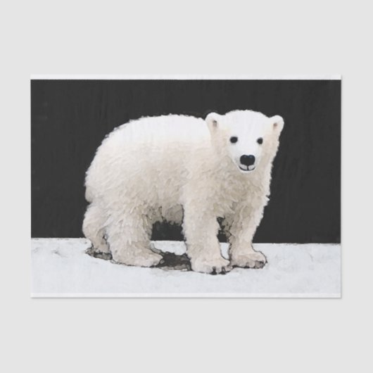 Polar Bear Cub Painting - Original Wildlife Art Seidenpapier (Vorderseite)