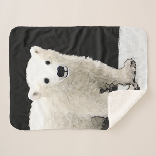 Polar Bear Cub Painting - Original Wildlife Art Sherpadecke (Vorderseite (Horizontal))