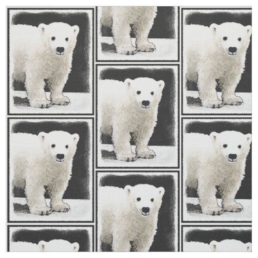 Polar Bear Cub Painting - Original Wildlife Art Stoff (Muster)