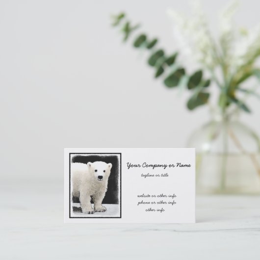 Polar Bear Cub Painting - Original Wildlife Art Visitenkarte (Stehend Vorderseite)